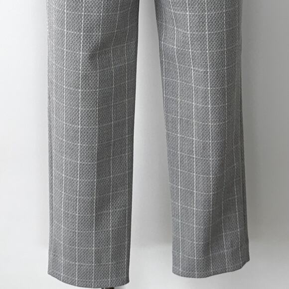 Anthropologie Window Pane Straight Leg Cropped Pants Gray White US 00P - Picture 8 of 9